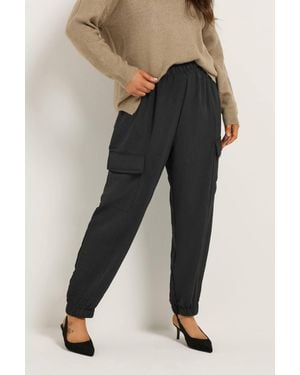 Yours Twill Cargo Joggers - Black