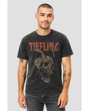 Dungeons & Dragons Dungeons Dragons Tiefling Horn Skull T-Shirt, Vintage Wash - Grey