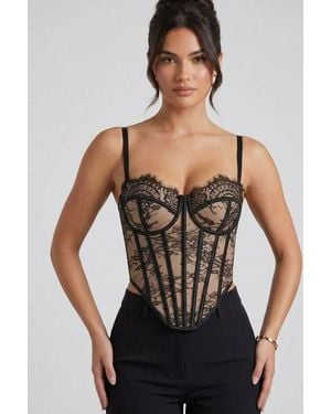 Stylewise Sheer Bustier Corset Top - Black