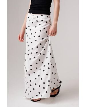 Influence Cotton Blend Polka Dot Elasticated Maxi Skirt - White