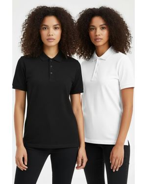 Femme Luxe Classic/ Polo Collar Short Sleeve T-Shirt 2 Pack - Black