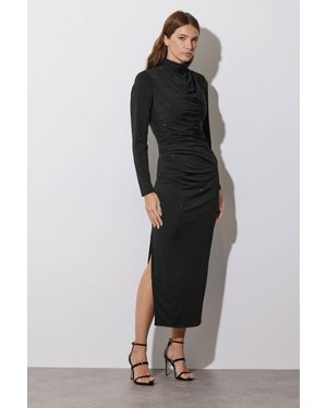 Star by Julien MacDonald Draped Front Embellished Maxi Dress - Black