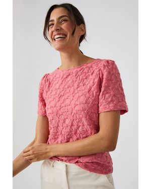 DAMART Textured Gathered Sleeve T-Shirt - Pink