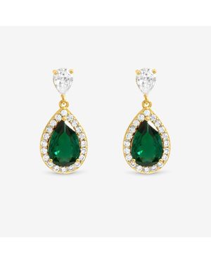 Jon Richard Plated Cubic Zirconia Emerald Pear Drop Earrings - Green