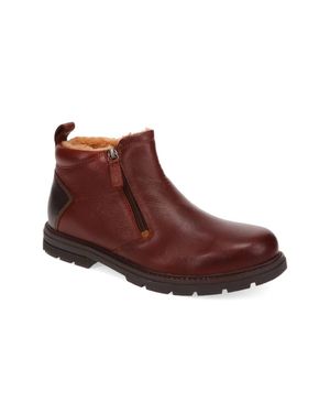 Pavers Fur-Cuffed Leather Ankle Boots - Brown
