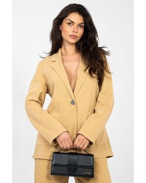Love Lace Unlined Cotton Denim Blazer - Natural
