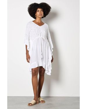 Apricot Sequin Woven Kaftan Mini Dress - White