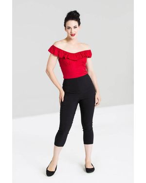 Hell Bunny Tina Fitted Stetchy Capris Trousers - Red