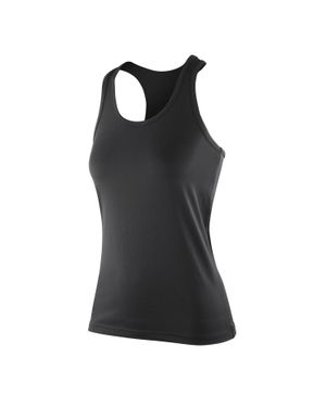 Spiro Softex Stretch Fitness Sleeveless Vest Top - Black