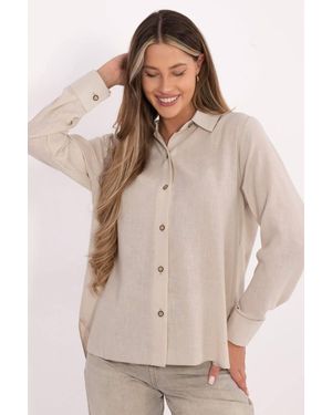KDMD Classic Cotton Long Sleeve Shirt Ext Back - Natural