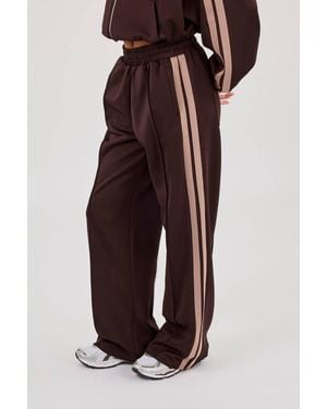 CERNUCCI Mocha Taping Wide Leg Track Pant - Purple