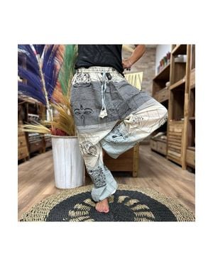 KDMD Himalayan Print Yoga & Festival Trousers 100% Cotton - Metallic