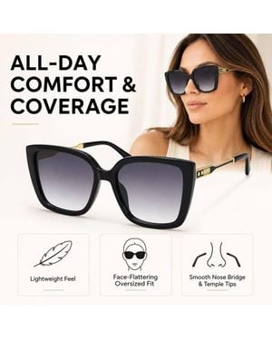 BluCore Elegent Sunglasses, Frame With Accent Temples - Black