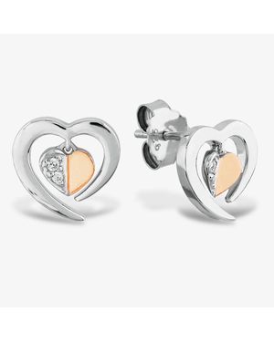 Rosa Lea Floating Heart Stud Earrings Bj-E3247Crg0.5 - Metallic