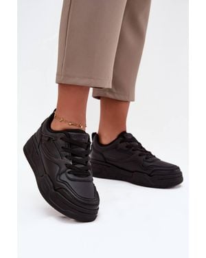 Love Lace Big Star Platform Trainers With Hi Poly System Insole Cushion - Black