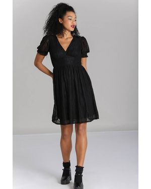 Hell Bunny Mortem Stretch Striped Lace Mini Dress - Black