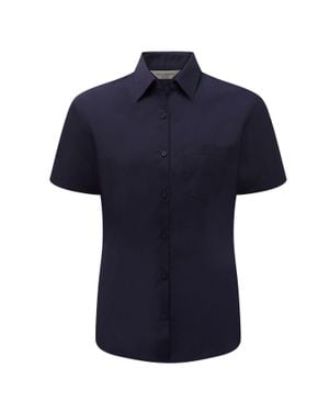 Russell Collection Poplin Easy-Care Short-Sleeved Formal Shirt - Blue