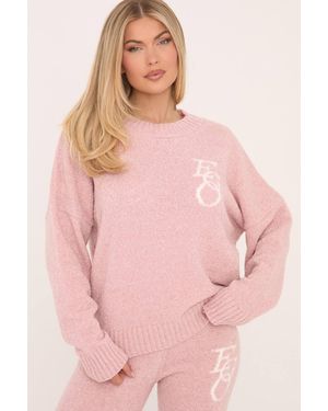 EGO Long Sleeve Graphic Print Knit Jumper - Pink