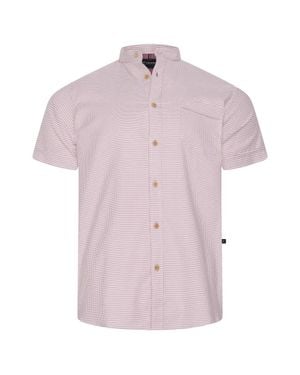 KAM Jeanswear Short Sleeve Mini Weave Grandad Shirt For - Purple
