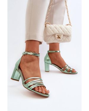 KDMD Heeled Sandals With Intertwined Front Straps Post Heel - White