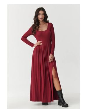 Love Lace Maxi Long Sleeve Dress - Red