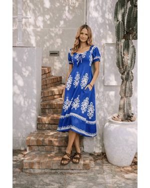 Style Cheat Knot Front Midi Dress - Blue