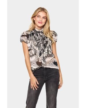 Saint Tropez Liljasz Short Sleeve Ruffle Shirt - Black