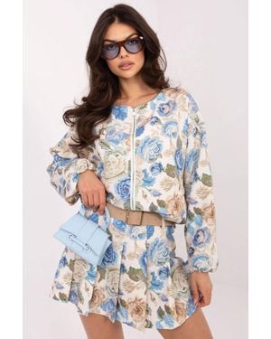 Love Lace Floral Pleated Skirt Shorts With Belt Style 226632 - Blue