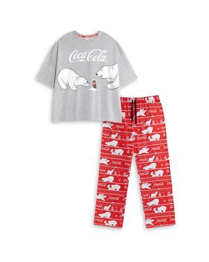 Coca Cola Short Sleeve Long Leg Pyjama Set - White