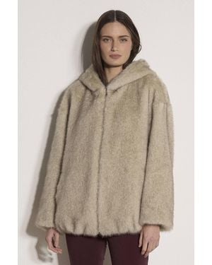 Apricot Soft Faux Fur Hooded Jacket - Natural