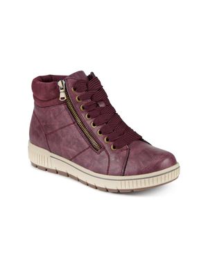 Pavers Lace Up Boots With Side Zip - Purple