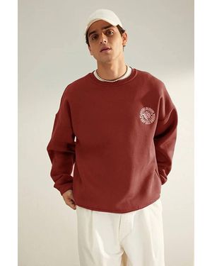 WOVCOR Fleece Lined Floral Print Sweatshirt - Red