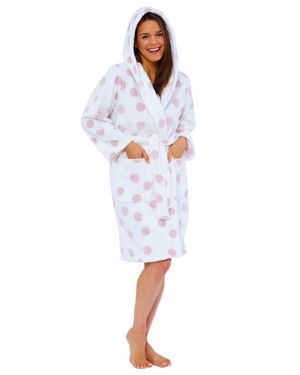 Love to Sleep Spots Waffle Fleece Dressing Gown - White