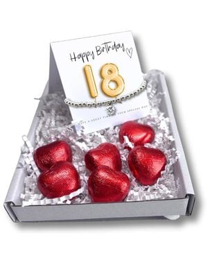 Aye Do Gifts 18Th Birthday Cubic Zirconia Bracelet & Balloons Mini Hamper - Red