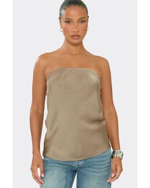 EGO Sleeveless Bandeau Satin Top - Green