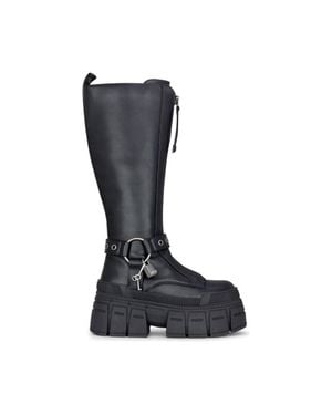 Buffalo Gospher Biker Platform Vegan Nappa Knee-High Boots - Black