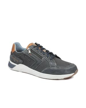 Pavers Leather Wide-Fit Lace-Up Trainers - Blue