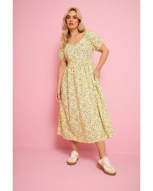Yours Lemon Print Midi Dress - Pink
