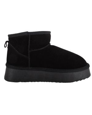Absolute Footwear Easy Slip On Leather Suede Wide Fit Outdoor Ankle Boots - Black