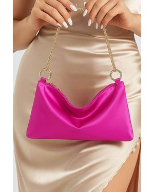 AJVANI Evening Satin Bridal Wedding Prom Party Clutch Shoulder Bag - Pink