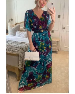 CY Chiffon Wrap Maxi Dress - Blue