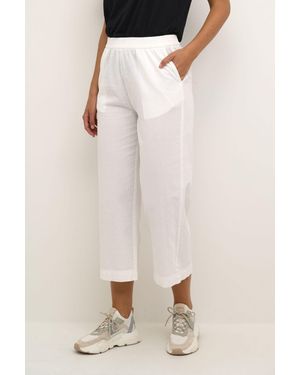 Kaffe Naya Elastic Waist Cropped Trousers - White