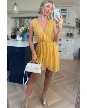 CY Sleeveless Mini Wrap Dress - Yellow