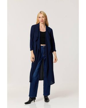 Liquorish Waterfall Duster Coat - Blue