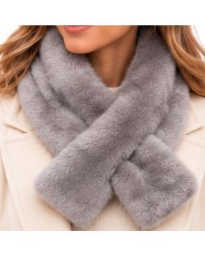 Love EMVY Faux Fur Pull Through Stole Scarf - Grey