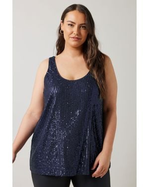 Evans Sequin Embellished Vest Top - Blue