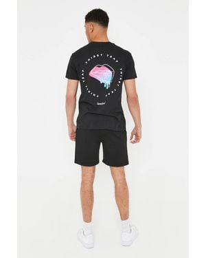 Smart Living Love Island Logo T-Shirt Casual Relaxed Fit 100% Cotton - Black