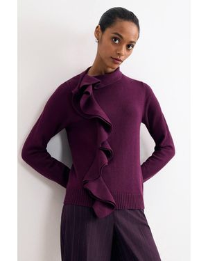 Phase Eight Ruffle Detail Knit Jumper - Purple