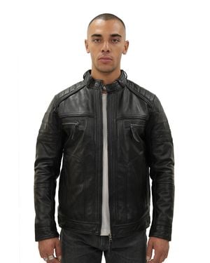 Infinity Leather Leather Biker Jacket-Naples - Black