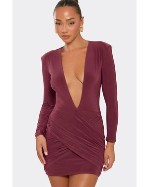 EGO Long Sleeve Slinky Mini Dress - Red